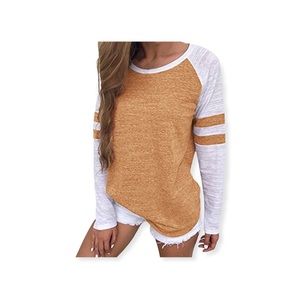 SUNNYME Womens Baseball Tee Long Sleeve Top, LARGE NWT